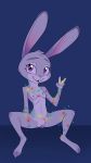  anthro blue_background breasts christmas christmas_lights disney ears_up eyelashes female front_view full-length_portrait fur grey_fur holidays judy_hopps lagomorph long_ears looking_at_viewer mammal nipples nude open_mouth open_smile portrait purple_eyes pussy qrog rabbit simple_background sitting smile solo spread_legs spreading v_sign zootopia 