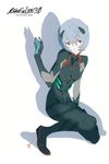  ayanami_rei black_bodysuit blue_hair bodysuit breasts evangelion:_3.0_you_can_(not)_redo hair_ornament highres honda_takeshi medium_breasts neon_genesis_evangelion official_art pale_skin plugsuit rebuild_of_evangelion red_eyes scan short_hair smile solo 