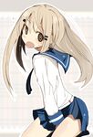  @_@ black_eyes blush heisei_umare long_hair looking_at_viewer nakagawa_(heisei_umare) open_mouth pleated_skirt school_uniform serafuku skirt solo sukima_(crie) 