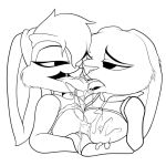 2019 anthro black_and_white breasts buckteeth canine clothed clothing digital_media_(artwork) disney drooling duo feline female female/female fur girl/girl gloves grabbing_boob invalid_tag judy_hopps kissing lagomorph line_art lola_bunny looney_tunes mammal monochrome nippe nipples nude open_mouth rabbit romantic saliva simple_background sloppy spacejam stann.co stann_co teeth tongue tongue_out unfinished warner_brothers wet white_background zootopia 