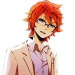  bad_id bad_pixiv_id gari_(apollonica) glasses green_eyes inazuma_eleven_(series) inazuma_eleven_go kiyama_hiroto looking_at_viewer male_focus open_mouth orange_hair simple_background solo white_background 
