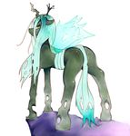  changeling female feral friendship_is_magic green_eyes horn looking_at_viewer looking_back my_little_pony queen_chrysalis_(mlp) sindoll smile solo wings 