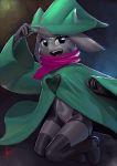  &lt;3 2018 abstract_background absurd_res adry53 anthro boots breasts caprine clothed clothing crossgender deltarune eyelashes eyewear female floppy_ears footwear glasses goat hat hi_res looking_at_viewer mammal navel open_mouth open_smile ralsei robe scarf signature small_breasts smile solo teeth thigh_boots 