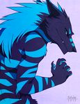  blue_eyes blue_fur falvie fur looking_at_viewer male nude plain_background sergal solo standing teeth 