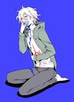  bad_id bad_pixiv_id danganronpa hood hoodie jacket komaeda_nagito male_focus solo super_danganronpa_2 takase_(harakiri) vomit white_hair 