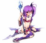  aisha_(elsword) backlighting bad_id bad_pixiv_id bandeau blush boots breasts cleavage damaged elsword full_body hair_half_undone hair_ribbon holding holding_wand midriff navel no_panties poseich purple_eyes purple_footwear purple_hair purple_legwear ribbon sad short_hair side_ponytail sitting skirt small_breasts solo staff tears thighhighs torn_clothes void_princess_(elsword) wand wariza white_background 