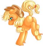  anus applejack_(mlp) blonde_hair blush butt cowboy_hat equine female feral friendship_is_magic hair hat hooves horse kittehkatbar looking_at_viewer looking_back mammal my_little_pony pony pussy solo 