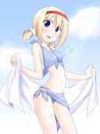  alice_margatroid bikini blonde_hair blue_eyes miyo_(miyomiyo01) sarong short_hair solo swimsuit touhou towel twintails 
