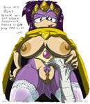  areola big_breasts breasts english_text erect_nipples female gblastman hair hedgehog huge_breasts looking_at_viewer mammal milf mother nipples panties parent pubes purple_eyes purple_hair pussy queen_aleena sega smile sonic_(series) sonic_underground text underwear 