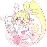 aida_mana arm_warmers blonde_hair bow choker cure_heart curly_hair dokidoki!_precure earrings eyelashes hair_ornament half_updo heart heart_hair_ornament jewelry long_hair lowres magical_girl mizuki_makoto open_mouth pink_bow pink_eyes pink_sleeves ponytail precure smile solo very_long_hair 