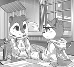  alvin_and_the_chipmunks alvin_seville bed bedroom blush chipmunk clothing cute eyewear fluffy_tail glasses greyscale lando monochrome pants rodent simon_seville 