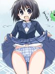  :d black_eyes blush bow bow_panties cameltoe character_request hitoribocchi_no_chikyuu_shinryaku long_hair looking_at_viewer naitou_kouse ootori_nozomi open_mouth panties plaid plaid_panties plaid_skirt school_uniform skirt skirt_lift smile solo translated underwear 