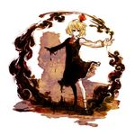  bad_id bad_pixiv_id blonde_hair darkness hair_ribbon highres hima_(mizu_ni_tsuyoi) outstretched_arms red_eyes ribbon rumia short_hair smile solo spread_arms touhou 
