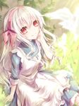  bad_id bad_pixiv_id bow headband kagerou_project key kozakura_marry long_hair red_eyes shain_roki silver_hair sitting smile solo souzou_forest_(vocaloid) vocaloid 