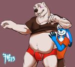  bear belly blush boxer_briefs boxerbriefs bulge chubby clothing duo gay horrorbuns lagomorph male mammal midriff overweight polar_bear rabbit shirt underwear 
