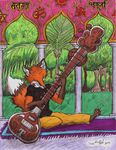  fox hindu india mammal musical_instrument om sanskrit sitar swastika triadfox 