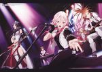  animal_ears arm_up artist_request bangs blue_hair brown_eyes brown_hair cat_ears concert drum drum_set drumsticks fake_animal_ears floating_hair glasses guilty_crown guitar hair_between_eyes highres instrument kuhouin_arisa long_hair looking_at_viewer md5_mismatch menjou_hare microphone microphone_stand multiple_girls music navel official_art open_mouth pink_hair ponytail red_eyes shinomiya_ayase short_hair singing sitting tsugumi_(guilty_crown) yuzuriha_inori 