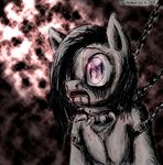  bleeding blood bondage bound chain collar creepy english_text epicdeidara equine female friendship_is_magic fur grey_fur horse inkie_pie inkie_pie_(mlp) leash mammal my_little_pony open_mouth pony purple_eyes slave solo spikes teeth text tongue undead zombie 