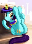  amber_eyes blush butt costume cutie_mark egyptian equine female friendship_is_magic hair horse ipan jewelry mammal mew_(artist) my_little_pony open_mouth pegasus pony purple_hair sassaflash_(mlp) solo wind_whistler_(mlp) wings 