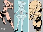  beta_(inazuma_eleven) breasts dress flower hair_flower hair_ornament hair_over_one_eye high_heels inazuma_eleven_(series) inazuma_eleven_go inazuma_eleven_go_chrono_stone large_breasts long_hair looking_at_viewer mizuhara_aki monochrome multiple_girls no_pupils orca_(inazuma_eleven) protocol_omega reiza shoes simple_background smile standing 