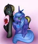  blue_coat blue_eyes blue_hair cielo cielo_rey crown equine female feral flightless flower friendship_is_magic fur guard hair hearts_and_hooves_day horn horse luna male mammal mlp:fim moon my_little_pony original_character pony princess_luna_(mlp) royal_guard_(mlp) season_one_luna winged_unicorn wings 