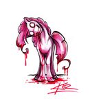  blood creepy equine evil_grin female feral friendship_is_magic grin hair head_tilted horse looking_at_viewer mammal my_little_pony pink_hair pinkie_pie_(mlp) plain_background pony smile solo soul_devouring_eyes standing white_background white_eyes 