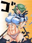  breasts eyepatch gloves green_hair hair_over_one_eye kikuta necktie otonashi_kiruko panties shinmai_fukei_kiruko-san underwear yellow_eyes 