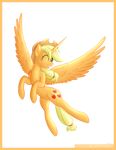  absurd_res alpha_channel applejack_(mlp) blonde_hair border cowboy_hat cutie_mark equine female feral freckles friendship_is_magic fur green_eyes hair hat hi_res horn horse jameshalt long_hair mammal my_little_pony one_eye_closed open_mouth orange_body orange_fur plain_background pony smile solo super_res text transparent_background unicorn winged_unicorn wings wink 