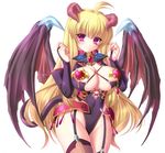  armor barurai blonde_hair breasts cleavage demon_girl demon_tail horns large_breasts long_hair open_mouth pink_eyes solo succubus tail wings 