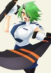  breasts eyepatch gloves green_hair hair_over_one_eye necktie otonashi_kiruko pantyhose shinmai_fukei_kiruko-san skirt 