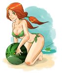  breasts cleavage clothed clothing dota dota_2 female freckles hair kneeling leviathan_the_tidehunter lyralei_the_windranger lyralei_the_windrunner navel red_hair spidercandy swimsuit tight_clothing 