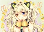  animal_ears bad_id bad_pixiv_id cat_ears hands_on_own_face kyashii_(a3yu9mi) long_hair looking_at_viewer one_eye_closed seeu smile solo vocaloid 
