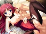  1girl animal_ears blue_eyes blush breasts bunny_ears bunnysuit censored cleavage da_capo game_cg jewelry konata_(artist) kotori_love_ex_p long_hair lying on_side pantyhose red_hair ring sex shirakawa_kotori torn_clothes vaginal 