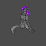  anthro blue_eyes breasts canine female fur grey_fur hair invalid_tag mammal pink_hair pink_nose plain_background purple_hair sitting solo unknow_artist unknown_artist wolf 