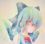  :&lt; blue_eyes blue_hair bow cirno hair_bow highres ice ice_wings solo touhou traditional_media watercolor_(medium) wings yuyu_(00365676) 