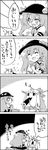  4koma belt comic eating ehoumaki food fruit greyscale hat highres hinanawi_tenshi horns ibuki_suika makizushi monochrome peach ribbon setsubun skirt sushi tani_takeshi touhou translated yukkuri_shiteitte_ne 