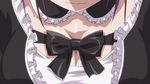  airi animated animated_gif blue_eyes breasts cleavage detached_collar licking_lips maid queen&#039;s_blade queen's_blade red_hair tongue tongue_out twintails urushihara_satoshi 