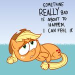  ask_jappleack blonde_hair cowboy_hat cutie_mark dialog english_text equine female feral foreshadowing freckles friendship_is_magic green_eyes hair hat horse hotdiggedydemon lying mammal my_little_pony pony ponytail solo text tumblr 