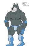  abs anthro biceps big_muscles blue_eyes canine dog fur great_dane grey_fur hound_(character) houndgrey male mammal maxime-jeanne muscles pecs pose solo 
