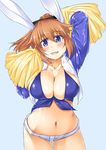  animal_ears bad_id bad_pixiv_id blue_eyes blush breasts bunny_ears charlotte_e_yeager cheerleader cleavage dallas_cowboys kuronyan large_breasts long_hair midriff national_football_league navel open_mouth orange_hair pom_poms ponytail shiny shiny_skin short_shorts shorts solo strike_witches world_witches_series 