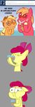  annoyed apple_bloom_(mlp) applejack_(mlp) ask_jappleack big_macintosh_(mlp) blonde_hair bow brother_and_sister cider cub english_text equine female feral friendship_is_magic grass green_eyes hair hat horse hotdiggedydemon mammal my_little_pony open_mouth orange_eyes orange_hair pony prank red_hair sibling sky teeth text tumblr urine yellow_eyes young 