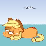  ask_jappleack blonde_hair cowboy_hat cutie_mark english_text equine female feral freckles friendship_is_magic green_eyes hair hat horse hotdiggedydemon lying mammal my_little_pony pony ponytail sigh solo text tumblr 