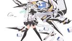  elsword eve_(elsword) gray_hair long_hair maid mechagirl thighhighs white yellow_eyes 