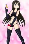  &gt;_&lt; :d akemi_homura bare_shoulders black_gloves black_hair black_legwear colorfag dildo directional_arrow elbow_gloves evil_grin evil_smile flat_chest gloves grin hairband jadf long_hair looking_at_viewer mahou_shoujo_madoka_magica navel open_mouth pointing purple_eyes revision smile solo sports_bra strap-on thighhighs underwear underwear_only you_gonna_get_raped 
