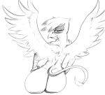  anthro anthrofied avian beak big_butt black_and_white butt duplicitousmachine feathered_wings feathers female friendship_is_magic gilda_(mlp) gryphon looking_at_viewer monochrome my_little_pony nude solo wings 