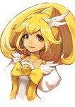  blonde_hair bow choker cure_peace earrings hair_flaps jewelry kise_yayoi lips lipstick long_hair magical_girl makeup moo_(rhythmpop) precure skirt smile smile_precure! solo tiara upper_body wrist_cuffs yellow yellow_bow yellow_eyes yellow_skirt 