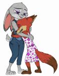  3_toes 4_fingers anthro canid canine crying disney fan_character female fox fur gloves_(marking) judy_hopps lagomorph luna_wilde_(character) mammal markings multicolored_tail purple_eyes rabbit red_fur tears toes ziegelzeig zootopia 