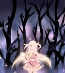  absurdres bad_id bad_pixiv_id bubble_skirt cape detached_sleeves fate/kaleid_liner_prisma_illya fate_(series) feathers finger_to_mouth gloves hair_feathers highres holding holding_wand illyasviel_von_einzbern long_hair magical_girl night night_sky one_eye_closed prisma_illya red_eyes skirt sky solo u._(artist) wand white_hair 