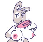  2018 animal_genitalia animal_penis anthro areola balls big_breasts breasts disembodied_penis erection eyelashes fellatio female hair hand_on_breast holding_balls huge_breasts lagomorph licking looking_away male male/female mammal meirdent navel nipples nude open_mouth oral penis penis_lick rabbit sex solo_focus teeth tongue tongue_out vein wide_hips 