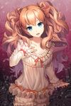  blue_eyes bow collarbone frills grin hair_bow hair_ribbon isfeldt j-p long_hair lowres open_mouth orange_hair outstretched_hand pajamas ribbon shorts smile solo sword_girls very_long_hair wavy_hair 